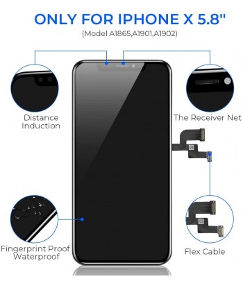 iPhone X Screen Replacement [OLED] 5.8 inch with 3D Touch Display Digitizer Assembly Set with All Repair Tools