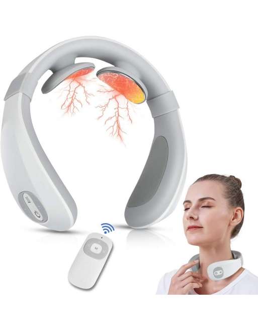 Neck Massager Intelligent Portable Cordless Neck Massager with Heat Pulse, 6 Modes 15 Levels Deep Tissue Trigger Point Massage