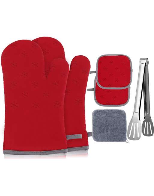 Professional Silicone Oven Glove, Oven Mitts and Pot Holders High Heat Resistant 500 Degree for Cooking