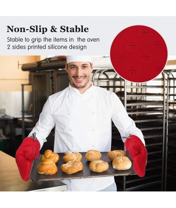 Professional Silicone Oven Glove, Oven Mitts and Pot Holders High Heat Resistant 500 Degree for Cooking