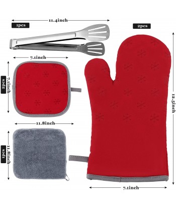 Professional Silicone Oven Glove, Oven Mitts and Pot Holders High Heat Resistant 500 Degree for Cooking