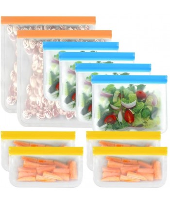 Reusable Storage Bags - 10 Pack Freezer Bags- Ziplock Lunch Bags for Food Marinate Meat Fruit Cereal