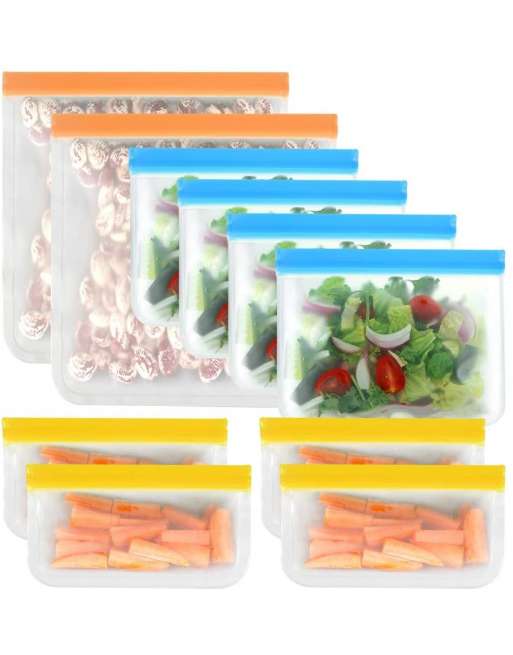 Reusable Storage Bags - 10 Pack Freezer Bags- Ziplock Lunch Bags for Food Marinate Meat Fruit Cereal