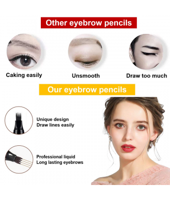 3PCS Black Eyebrow Pen - Waterproof Microblading Eyebrow Pencil,Long Lasting