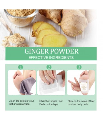 Foot Pads - (60Pads) Ginger Foot Pads for Better Sleep and Anti-Stress Relief, Pure Natural Bamboo Vinegar and Ginger Powder
