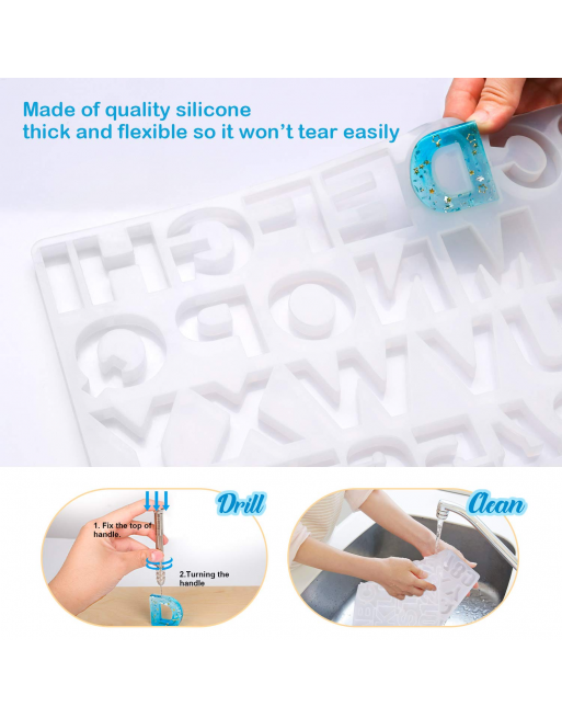 134Pcs Silicone Alphabet Resin Molds Kit Backward Letter Number Silicone Mold Epoxy Resin Casting Molds Keychain Making Set