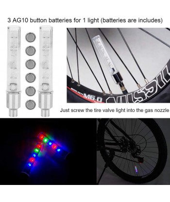 Senjwarm WATERPROOF LED WHEEL LIGHTS - BICYCLE WHEEL LIGHTS BIKE WHEEL LIGHT CAP LED TIRE VALVE CAP WITH BATTERY MOUNTAIN ROAD