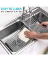 Senjwarm Over Sink Roll Up Large Dish Drainers Rack, Multipurpose Foldable Kitchen Sink Rack Mat Stainless Steel