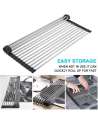 Senjwarm Over Sink Roll Up Large Dish Drainers Rack, Multipurpose Foldable Kitchen Sink Rack Mat Stainless Steel