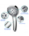 SENJWARM High Pressure Handheld Shower Head, 9 Spray Setting Hand Held Showerhead with 60 Inch Hose (Silver)