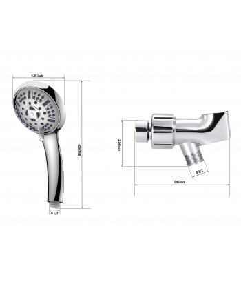 SENJWARM High Pressure Handheld Shower Head, 9 Spray Setting Hand Held Showerhead with 60 Inch Hose (Silver)