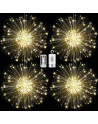 SENJWARM 4 Pack Firework Lights Led Copper Wire Starburst String Lights 8 Modes Battery Operated Fairy Lights with Remote