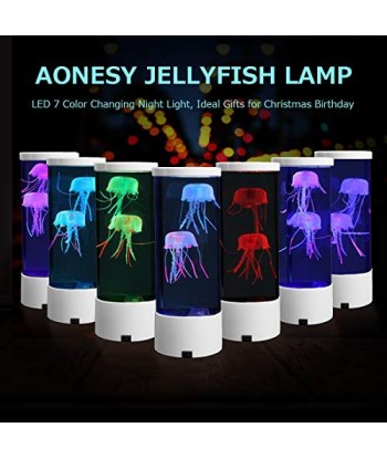 SENJWARM Electric Jellyfish Tank Table Lamp with 2 Silicone Jelly Fish, LED Lava Lamps with Color Changing Mood Lights