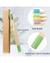 SENJWARM 10 Pieces Kids Bamboo Toothbrush Natural Soft Bristle Toothbrush Wooden BPA-Free Color Travel(Kids)