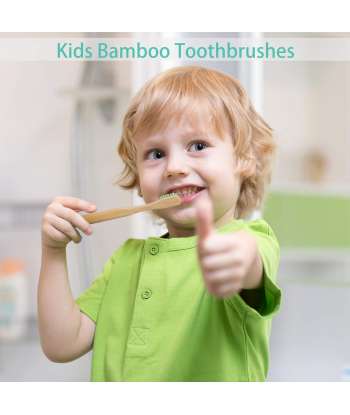 SENJWARM 10 Pieces Kids Bamboo Toothbrush Natural Soft Bristle Toothbrush Wooden BPA-Free Color Travel(Kids)