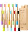 SENJWARM 10 Pieces Kids Bamboo Toothbrush Natural Soft Bristle Toothbrush Wooden BPA-Free Color Travel(Kids)