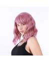 SENJWARM Pastel Wavy Wig With Air Bangs Women's Short Bob Purple Pink Wig Curly Wavy Shoulder Length Cosplay Wig