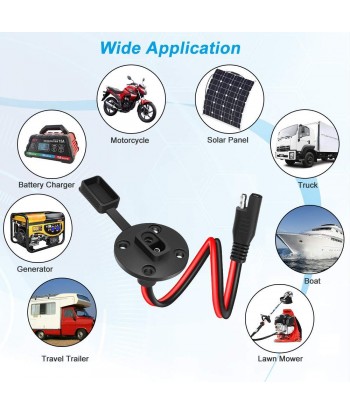 12AWG SAE Solar Power Socket Sidewall Port,Weatherproof SAE Quick Connect Solar Panel Connector