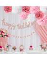 SENJWARM Pink Rose Gold Birthday Party Decorations Set, Rose Gold Glittery Happy Birthday banner