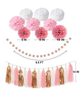 SENJWARM Pink Rose Gold Birthday Party Decorations Set, Rose Gold Glittery Happy Birthday banner