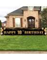 SENJWARM Large Happy 18th Birthday Decoration Banner, Black and Gold Happy 18th Birthday Banner Sign