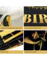 SENJWARM Large Happy 18th Birthday Decoration Banner, Black and Gold Happy 18th Birthday Banner Sign