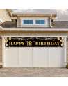 SENJWARM Large Happy 18th Birthday Decoration Banner, Black and Gold Happy 18th Birthday Banner Sign