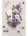 SENJWARM Artificial Flowers African Violet Purple Roses 25pcs Real Looking Fake Roses
