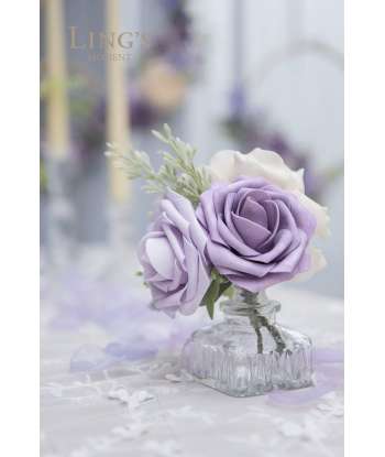 SENJWARM Artificial Flowers African Violet Purple Roses 25pcs Real Looking Fake Roses