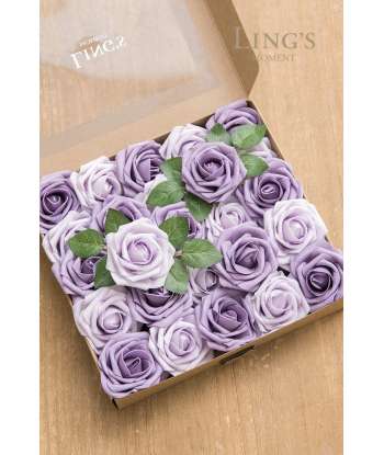 SENJWARM Artificial Flowers African Violet Purple Roses 25pcs Real Looking Fake Roses