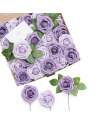 SENJWARM Artificial Flowers African Violet Purple Roses 25pcs Real Looking Fake Roses