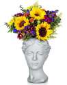 Face Planter Pot Head Planter Pot Female Statue Head Planter, 10.5" Cement Woman Face Pot for Indoor Outdoor, Flower Vase