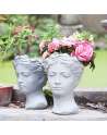 Face Planter Pot Head Planter Pot Female Statue Head Planter, 10.5" Cement Woman Face Pot for Indoor Outdoor, Flower Vase