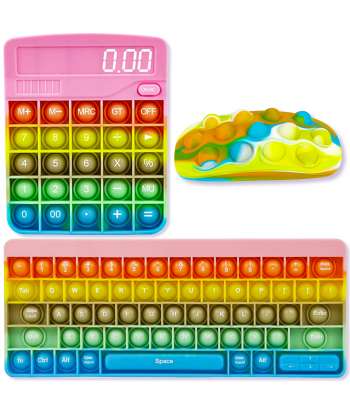 Squeeze Toy Push Pop Bubble Keyboard Mouse Calculator Set Lettered Fijet Toy Push Pop Bubble Stress Relief Infinite Bubble Wrap