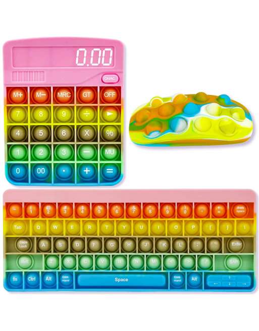 Squeeze Toy Push Pop Bubble Keyboard Mouse Calculator Set Lettered Fijet Toy Push Pop Bubble Stress Relief Infinite Bubble Wrap