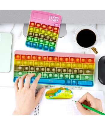 Squeeze Toy Push Pop Bubble Keyboard Mouse Calculator Set Lettered Fijet Toy Push Pop Bubble Stress Relief Infinite Bubble Wrap