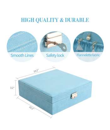DerBlue Jewelry Case Jewelry Box for Women Two-Layer Lint Jewelry