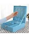 DerBlue Jewelry Case Jewelry Box for Women Two-Layer Lint Jewelry