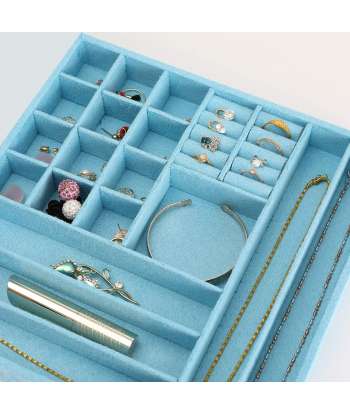DerBlue Jewelry Case Jewelry Box for Women Two-Layer Lint Jewelry