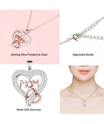 SENJWARM Preserved Rose Gifts Set Includes 925 Sterling Silver Necklace with Heart and Mom Jewelry Design