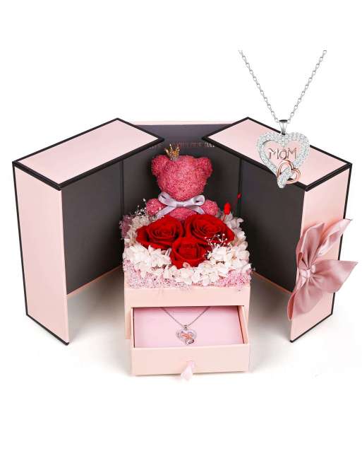 18k Golden Rose of Love Necklace and Preserved Rose - Persis Collection