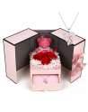 SENJWARM Preserved Rose Gifts Set Includes 925 Sterling Silver Necklace with Heart and Mom Jewelry Design
