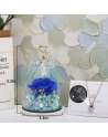 SENJWARM 5.2×3.3inch Mother's Day Glass Angel Gifts with I Love You Necklace in 100 Languages Dark Blue Preserved Flowers