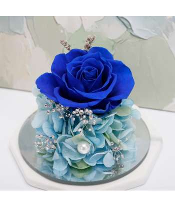 SENJWARM 5.2×3.3inch Mother's Day Glass Angel Gifts with I Love You Necklace in 100 Languages Dark Blue Preserved Flowers