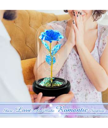 SENJWARM Blue Colorful Artificial Flower Rose Gift,Light Up Rose Flowers Gift