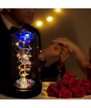 SENJWARM Blue Colorful Artificial Flower Rose Gift,Light Up Rose Flowers Gift