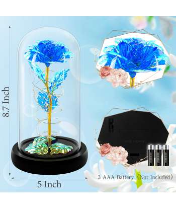 SENJWARM Blue Colorful Artificial Flower Rose Gift,Light Up Rose Flowers Gift