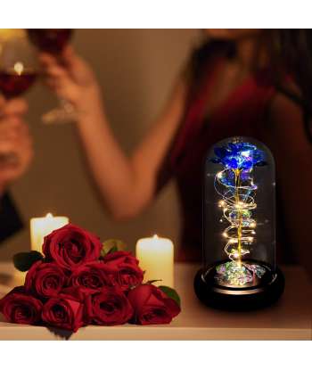 SENJWARM Blue Colorful Artificial Flower Rose Gift,Light Up Rose Flowers Gift