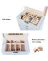 SENJWARM Synthetic Leather Huge Jewelry Box Mirrored Watch Organizer Necklace Ring Earring Storage Lockable Gift Case (Black)