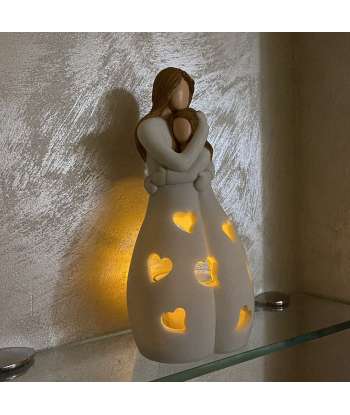 SENJWARM Gifts for Mom from Daughter - Candle Holder Statue W/ Flickering Led Candle